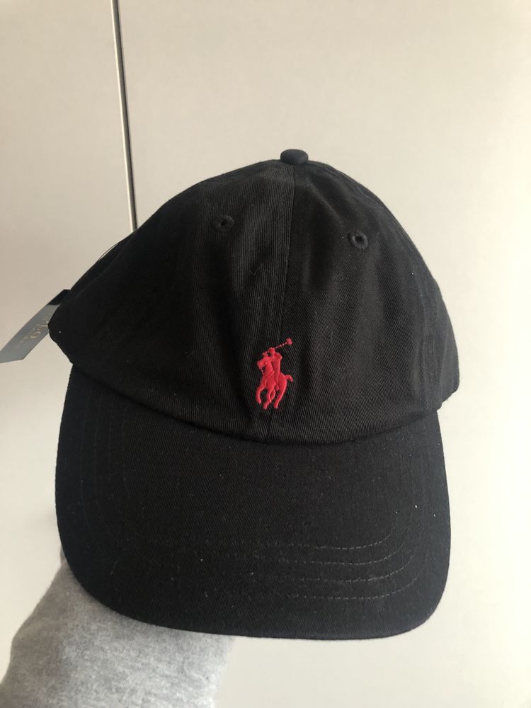 Bone preto simbolo vermelho Ralph Lauren