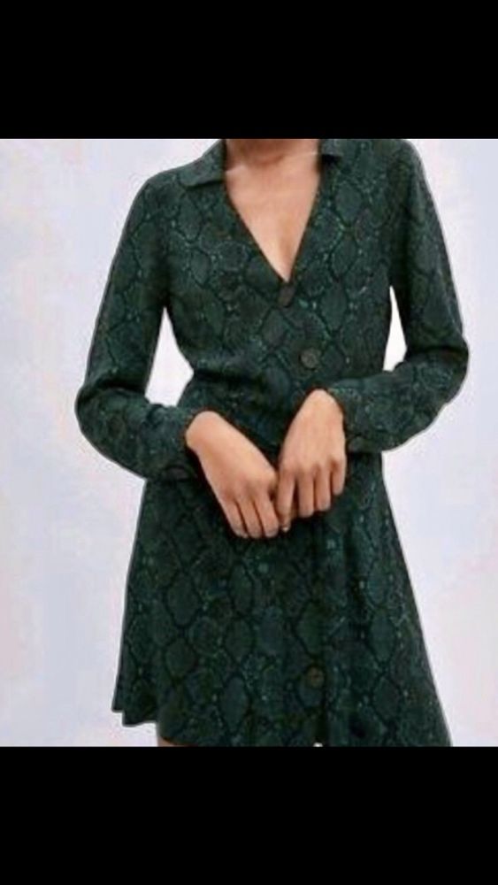 Zielona sukienka Zara wężowy print S