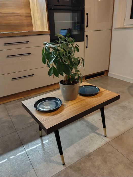 Piękny stół kawowy stolik elegancki ZŁOTY czarny BRĄZOWY mały salon