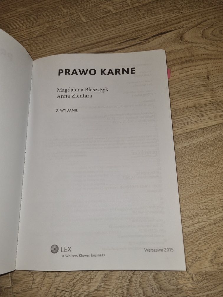 PRAWO KARNE minirepetytorium ZIENTARA M. BŁASZCZYK A. wydanie II