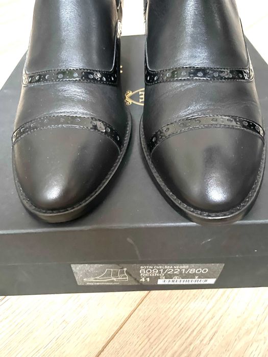 Botki Massimo Dutti czarne skóra chelsea komplet pudełko worek 299zł