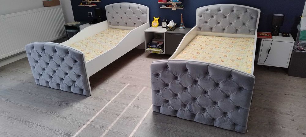 Łóżko tapicerowane 160x80 z materacem piankowym