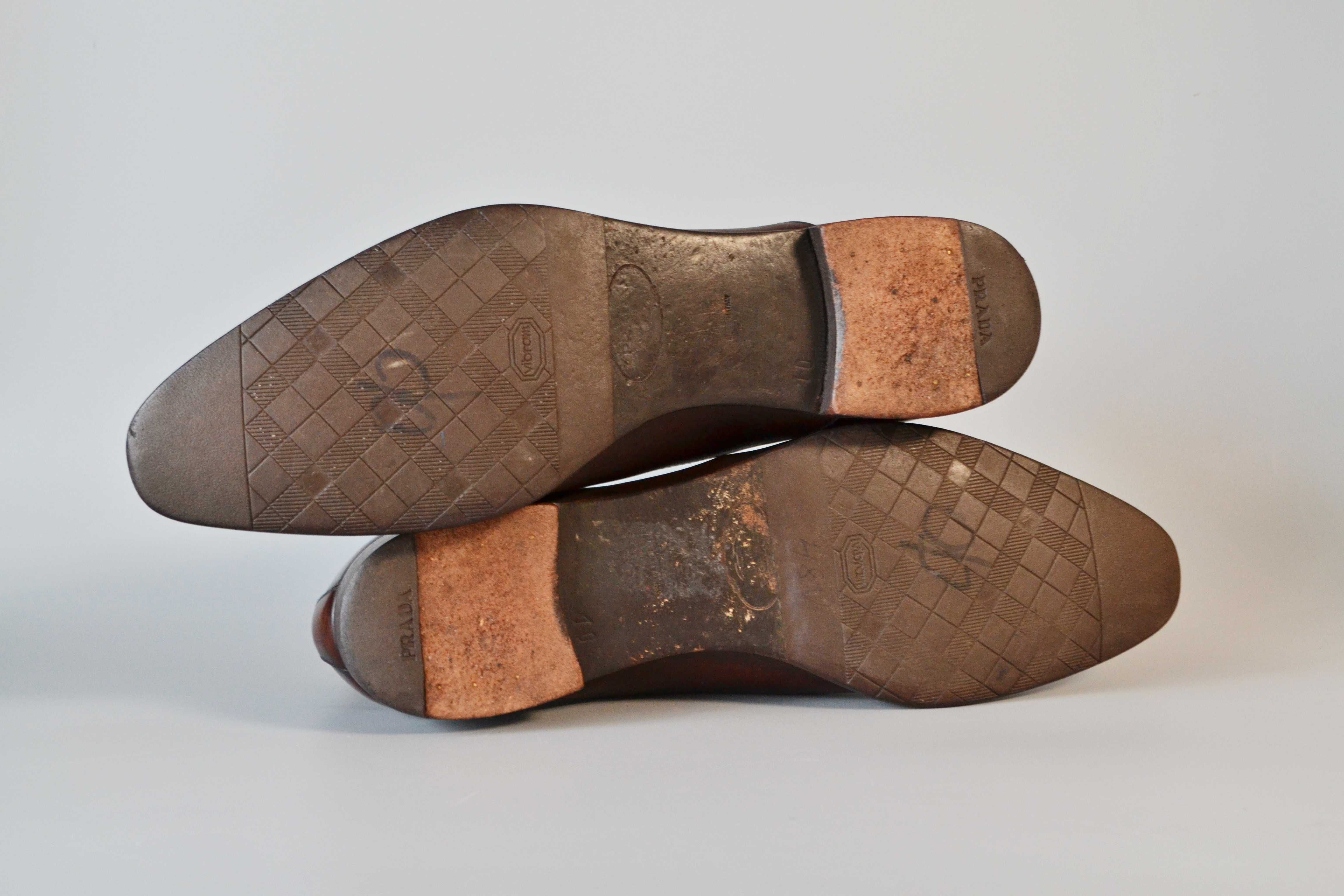 Мужские люксовые кожаные туфли оксфорды Prada
