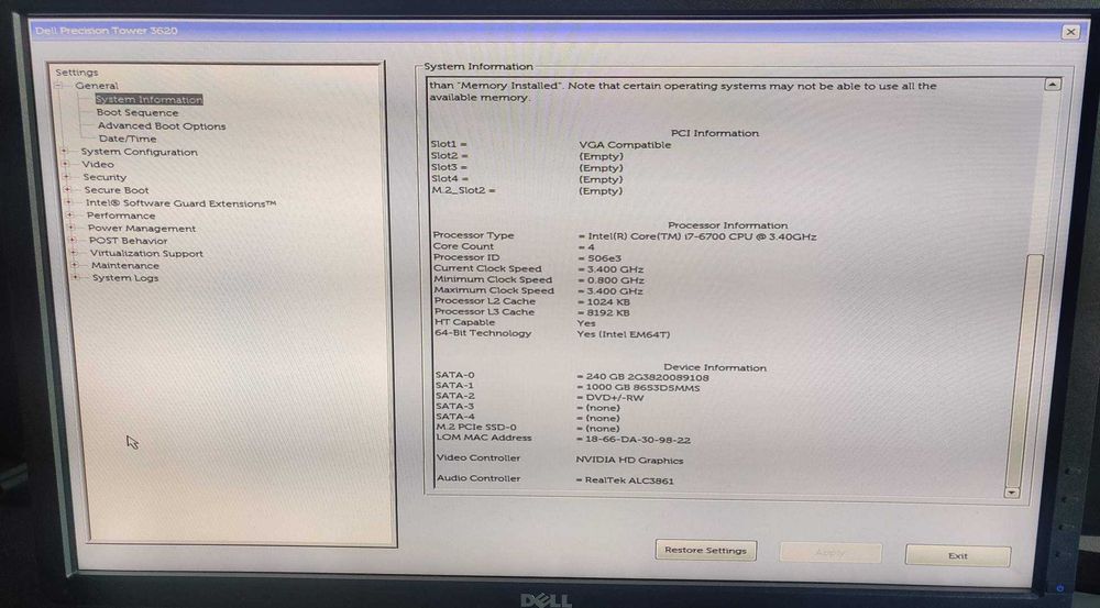 Stacja robocza Dell Precision Tower 3620