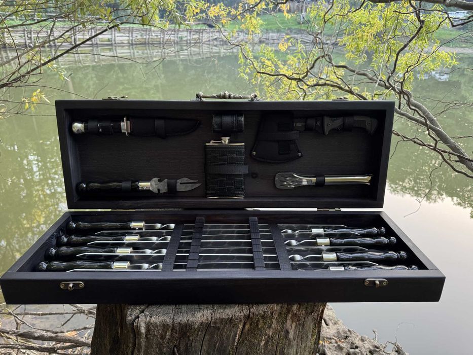 Подарунковий набір шампурів у кейсі на день народження для чоловіка !!