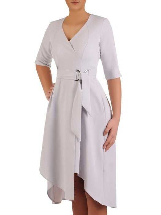 Sukienka asymetryczna z kopertowym dekoltem