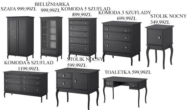Conjunto Móveis Quarto IKEA EDLAND (Toucador, 2 Mesa Cabeceira e Cómod