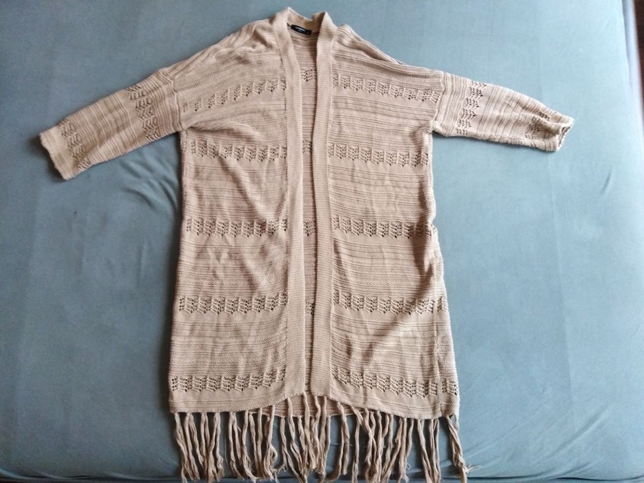 Sweter długi kardigan ażurowy narzutka damska Reserved rozm. L