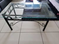 Mesa centro ferro tampo vidro