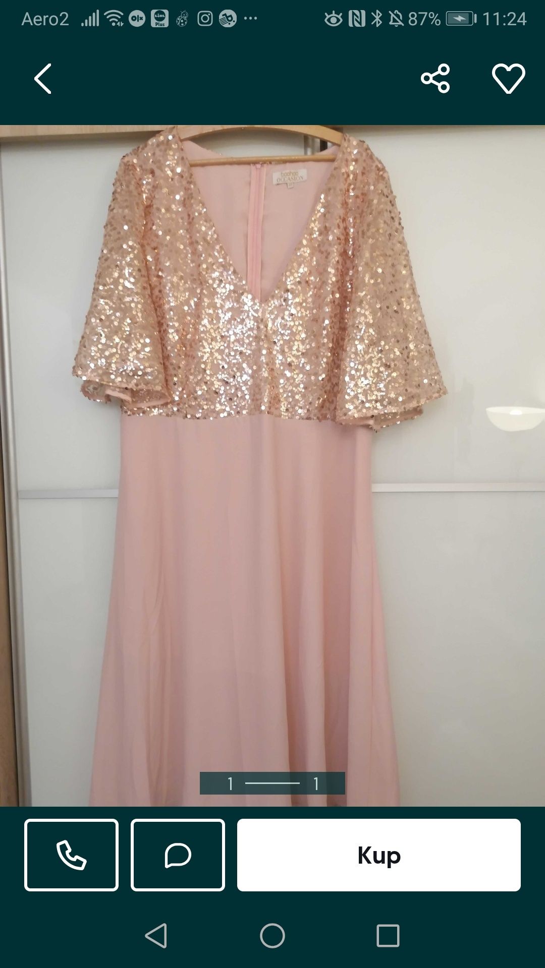 Efektowna błyszcząca sukienka Plus Size baby shower wesele ślub 2025