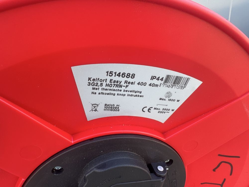 NowyPrzedłużacz bębnowy Kelfort 40m – 3x2,5 H07RN-F, IP44, mocny kabel