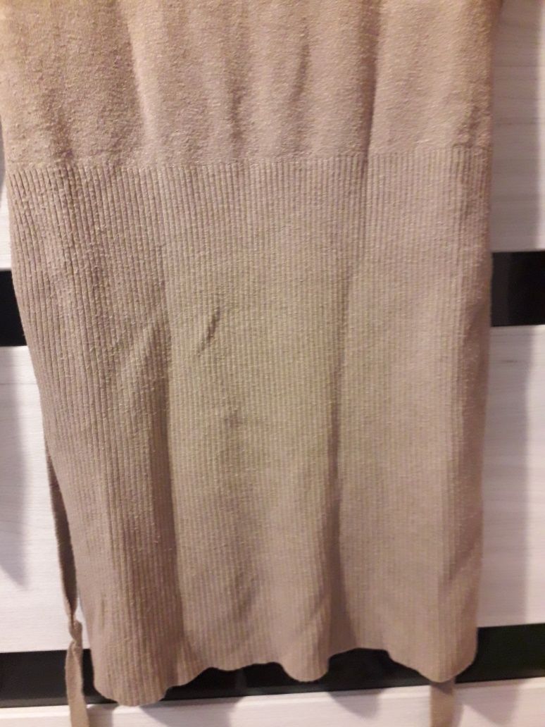 Tunika sweterkowa dluga sweter z paskiem S M vintage