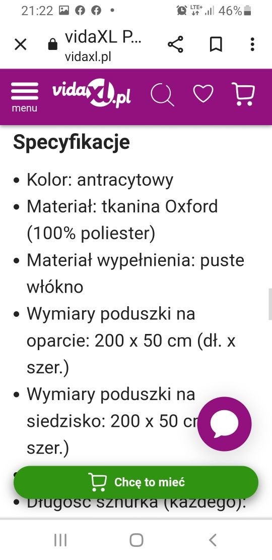 Poduszka na ławkę ogrodowa  huśtawke