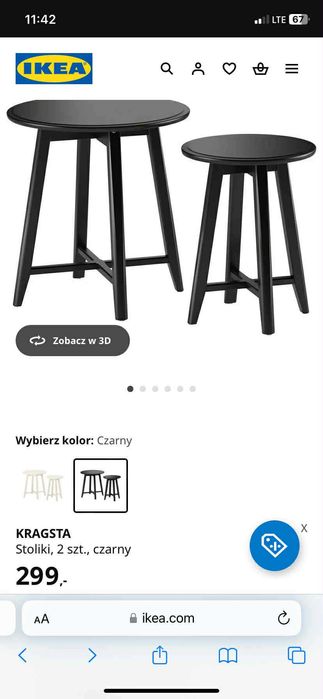 Sprzedam dwa czarne stoliki Ikea