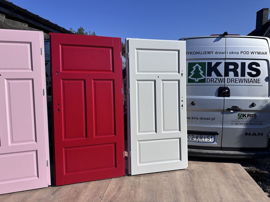 Drzwi wewnątrzklatkowe drewniane OD RĘKI KLATKOWE RÓŻOWE