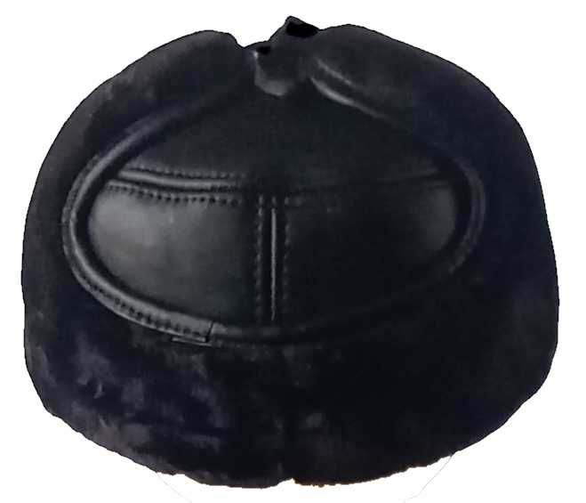 Зимова чоловіча шапка з натурольного хутра чорна р.60