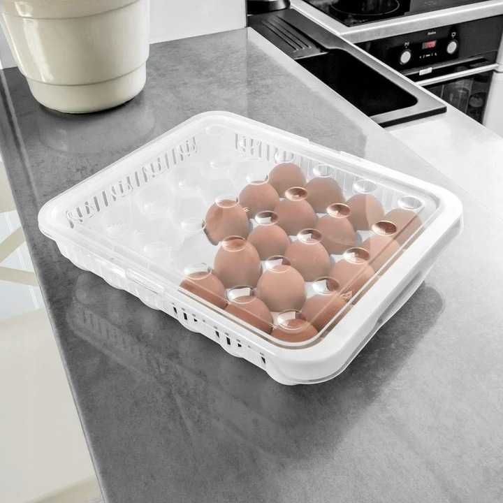 Organizer na Jajka do Lodówki Pojemnik na 30 jajek zamykany - biały