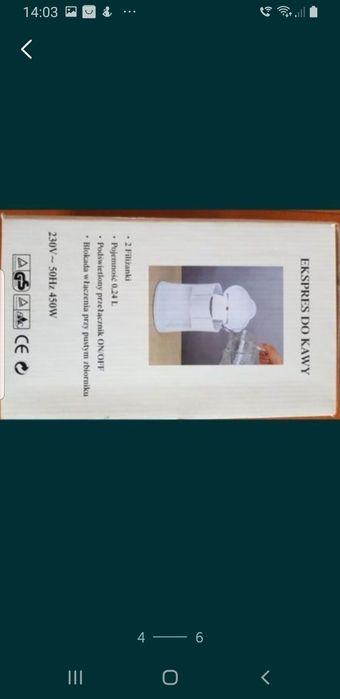 Ekspres do kawy z dwoma filiżankami nowy