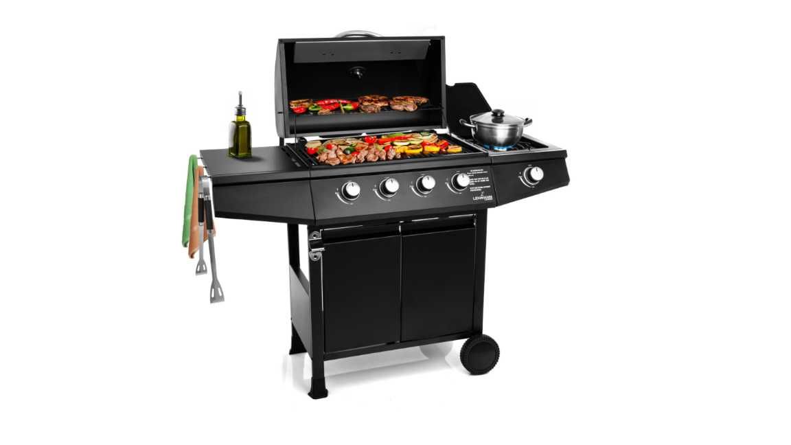 Grill gazowy ogrodowy żeliwny ruszt Lehmann Ohio 4+1