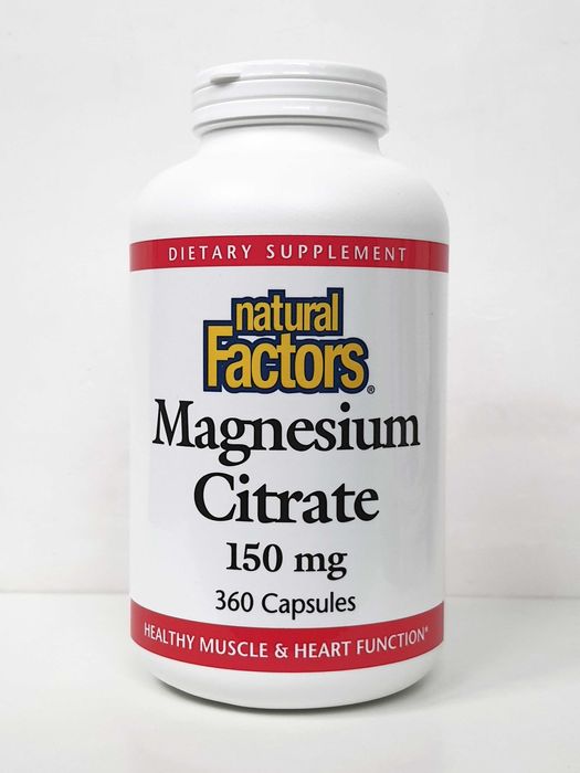 Магній цитрат Natural Factors, 150 мг, 90/180/360 капсул