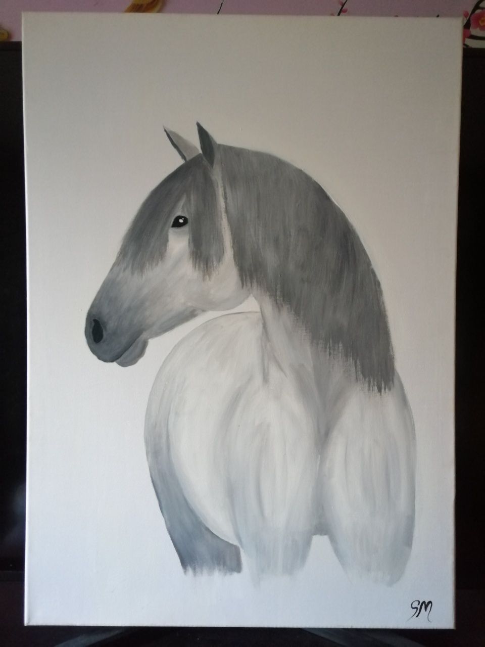 Obraz konia namalowany farbami 50x70