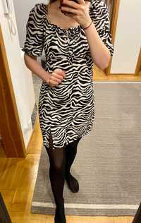 Sukienka mini mohito zebra 36 s biała czarna