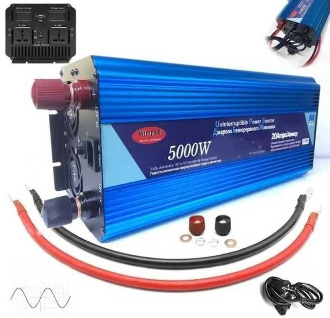 Инвертор Wimpex 5000W 12V-220V UPS чистая синусоида с подзарядкой