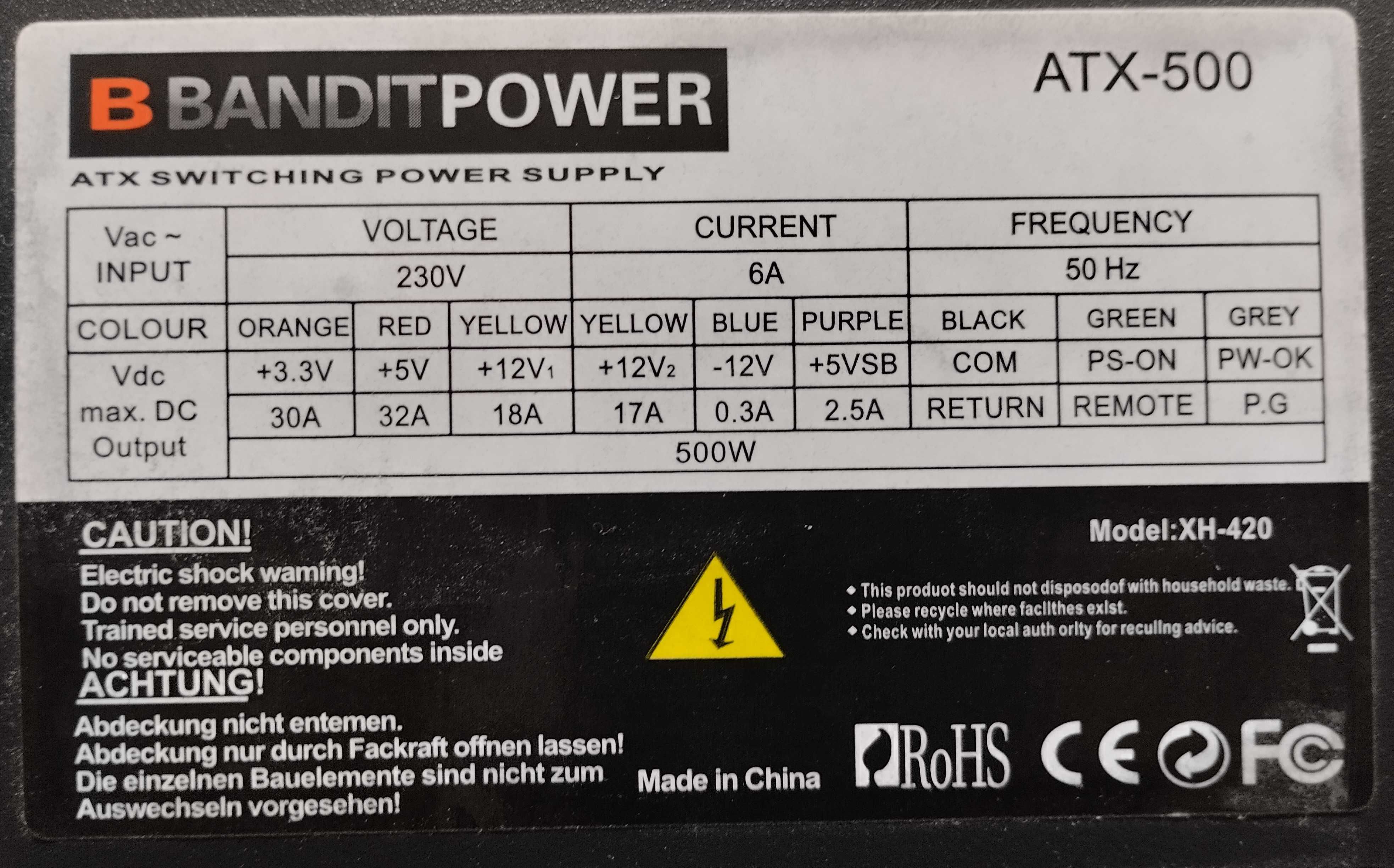 Zasilacz Bandit Power XH-420 ATX-500