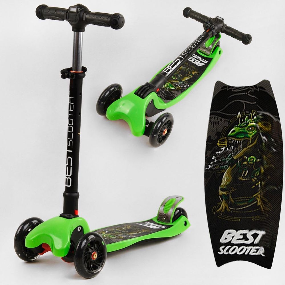 Самокат Best Scooter MAXI, складной руль с фарой свет колес