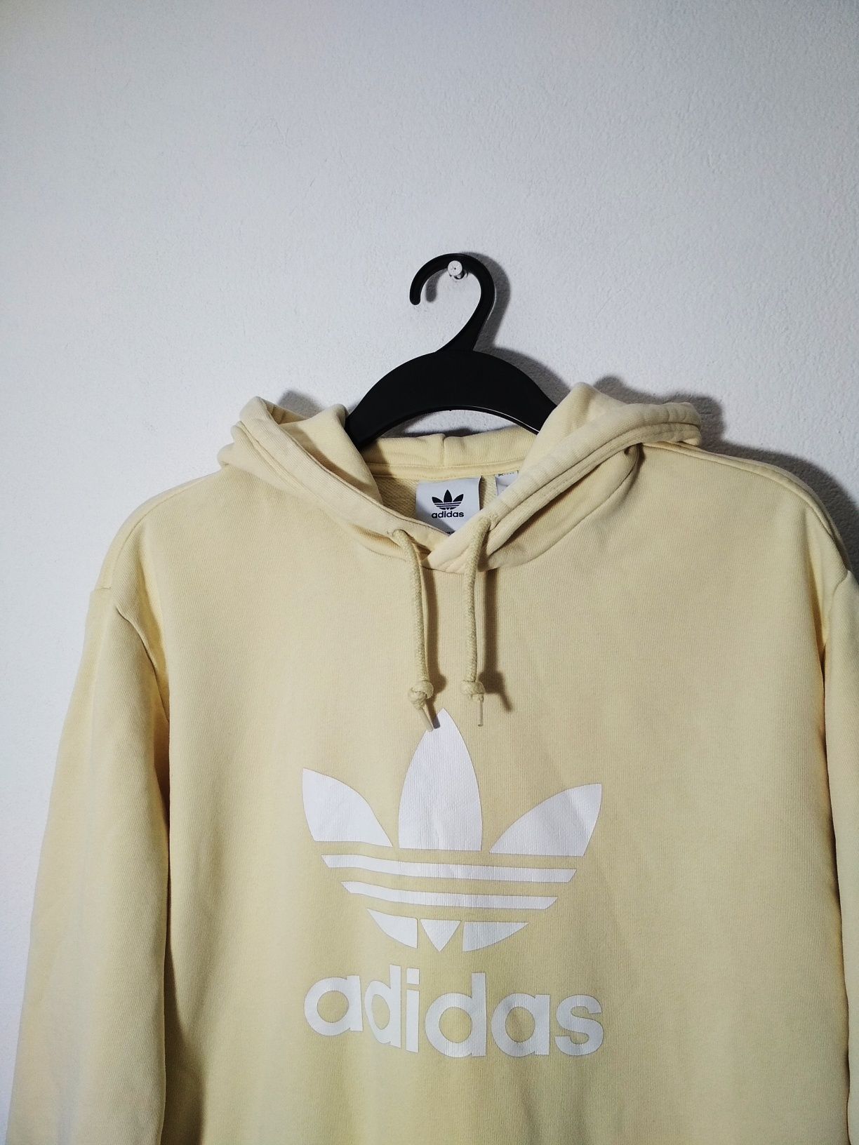 Adidas bluza blado żółta z kapturem unisex L