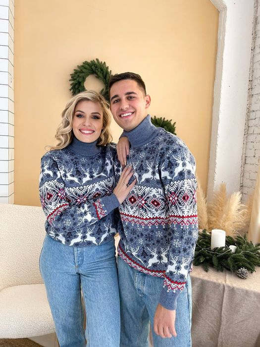 Светр новорічний парний модель «орнамент»