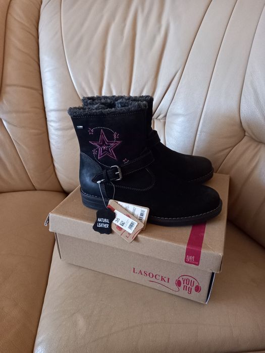 NOWE r.35 LASOCKI Skóra kozaki botki śniegowce damskie,młodzieżowe