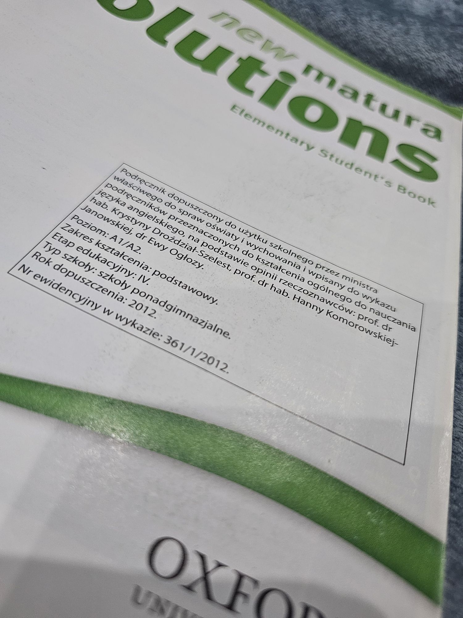 J.Angielski. New Matura Solutions Elementary Student's Book.
