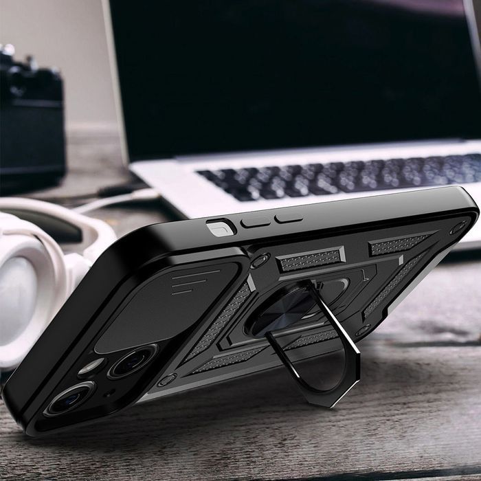 Slide Camera Armor Case Do Motorola Edge 50 Fusion 5G Czarny