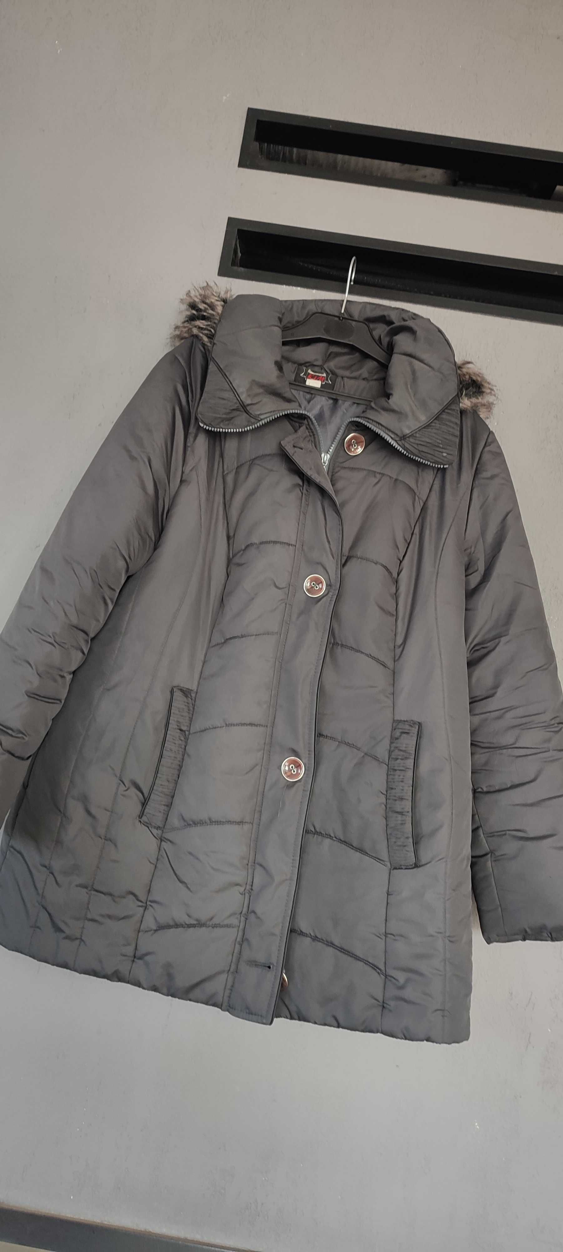 Długa kurtka zimowa parka płaszcz 48