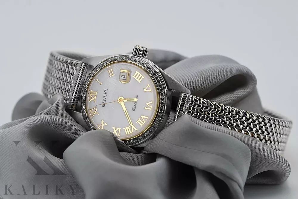 Zegarek damski z białego złota 14k z BRYLANTAMI lwd078wdpr&lbw003w Poz
