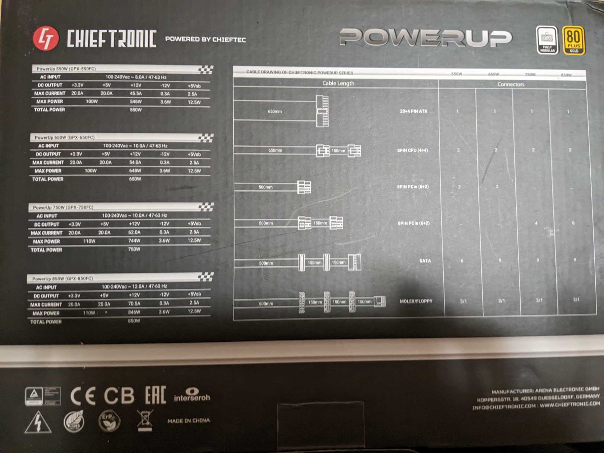 Блок живлення Chieftec Chieftronic PowerUp GPX-850FC 850W 80PLUS Gold