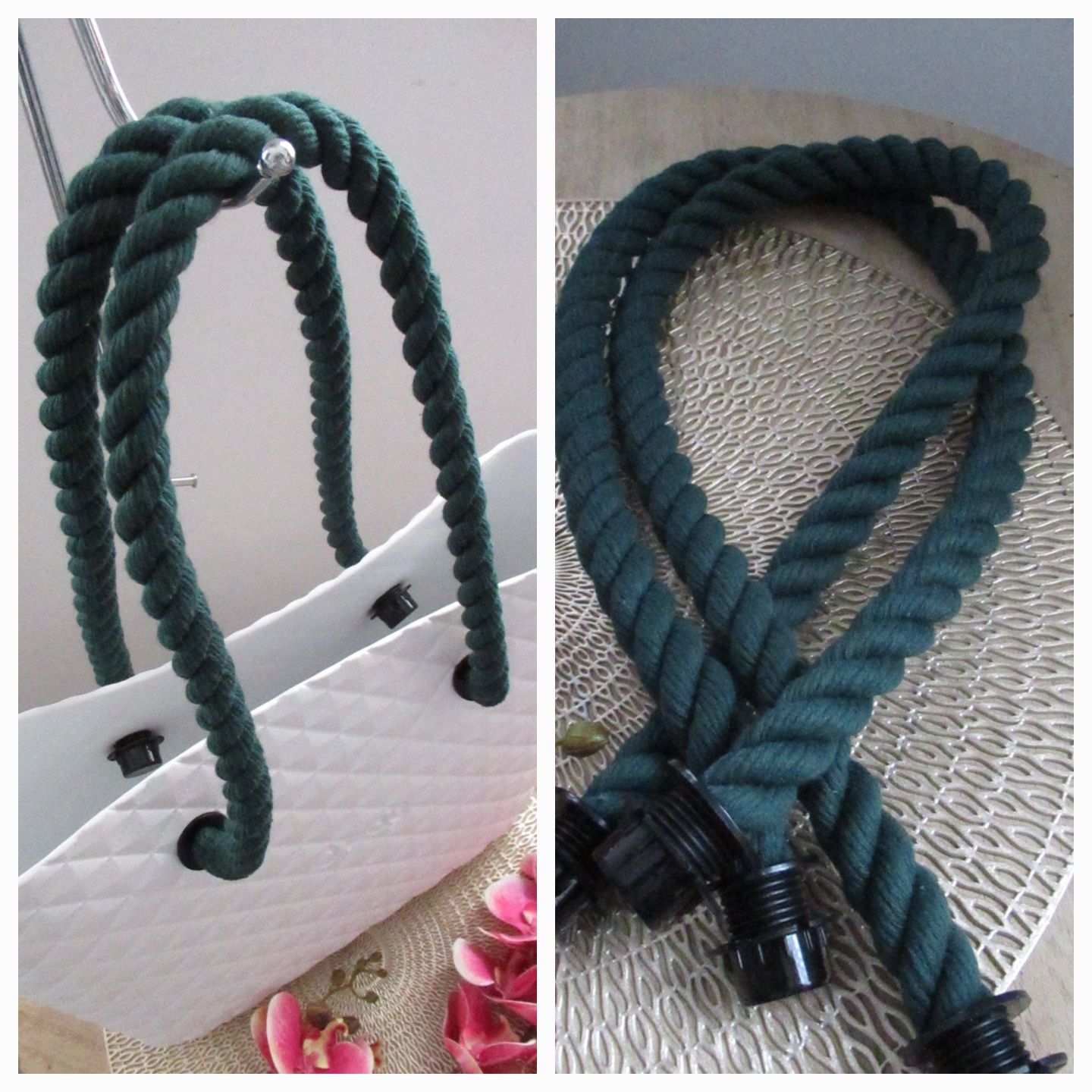Zestaw lin uchwyty do obag 75cm czarne szare zieleń naturalne Polskie