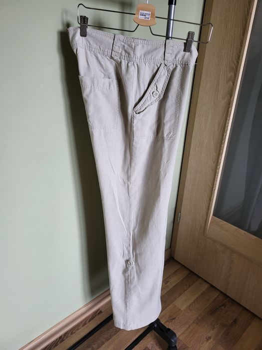 Spodnie z lnu szeroka nogawka H&M