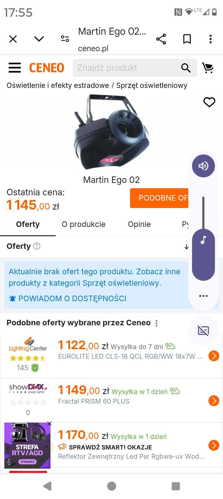 Efekt, światło estradowe mocne Martin Ego 01