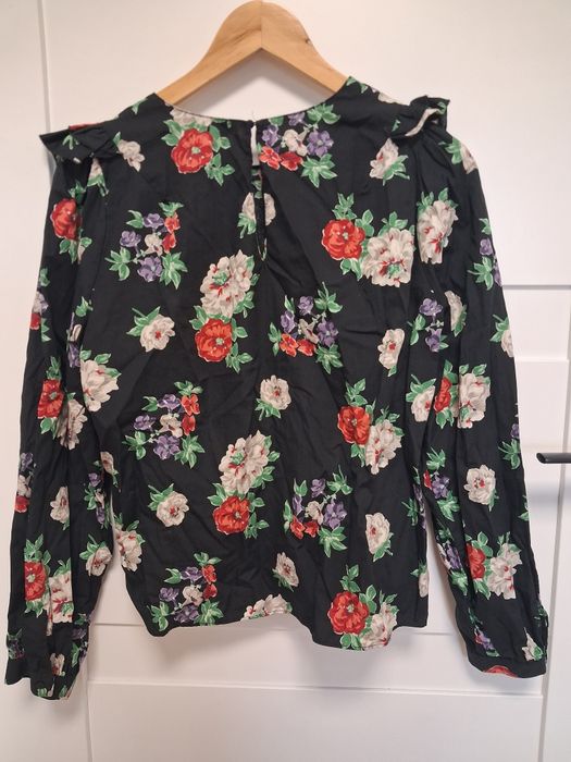Zara czarna bluzka damska w kwiaty M