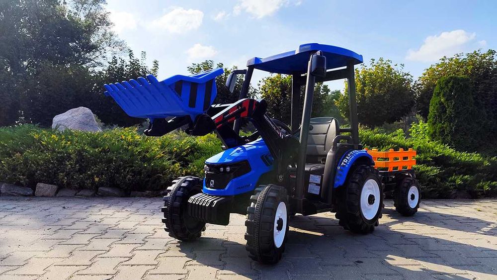 Ogromny Traktor Na Akumulator Dla Dziecka 24V + Przyczepka + Łyżka