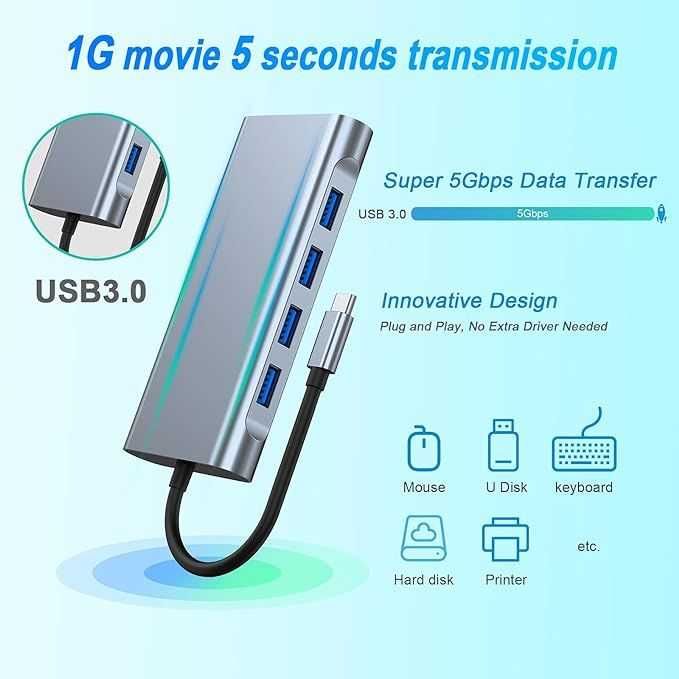 hub usb c stacja dokująca adapter 11w1 vv