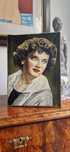 Obraz portret olej na plotnie art deco old hollywood antyk sygnowany