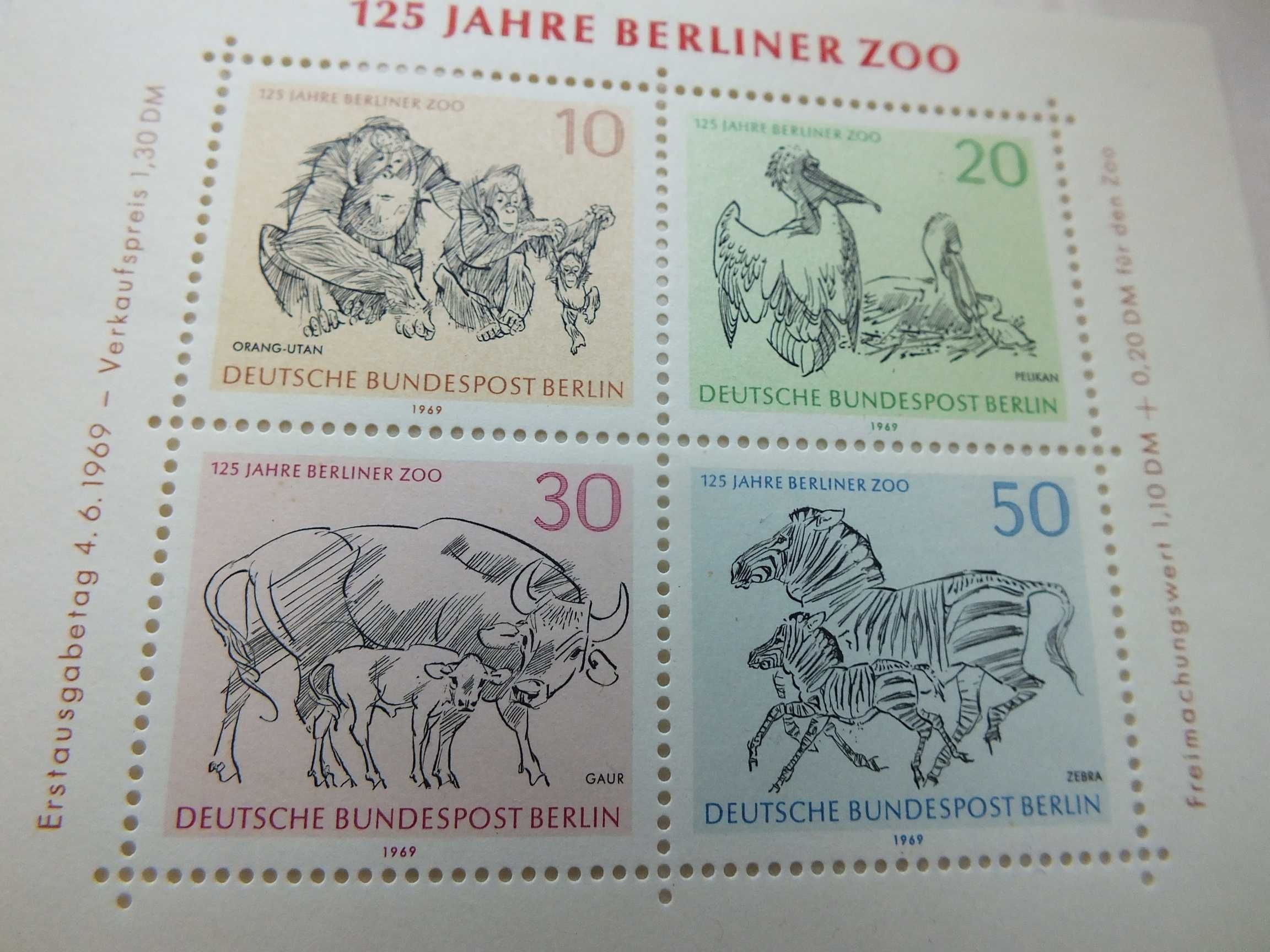 znaczki Bl2/Blok 2 BRD 1969r. BERLIN Niemcy RFN czyste ** ZOO NRF