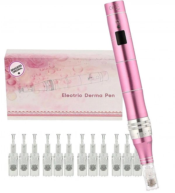 DERMA PRO Bezprzewodowy Derma Pen urządzenie do Mezoterapii + 12 Kartr