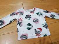 H&M świąteczna bluzka pieski koty 98-104 cm 2-4 lata