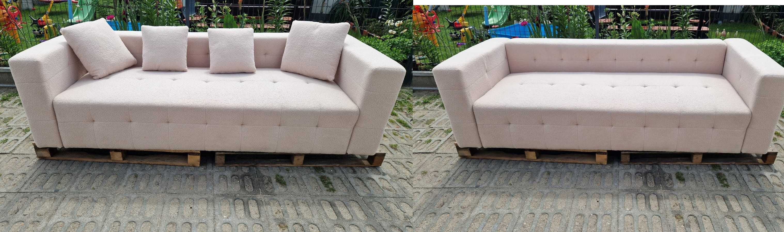 Sofa 3 os kanapa Sztruksowa pluszowa poduszki beżowa kremowa f spania