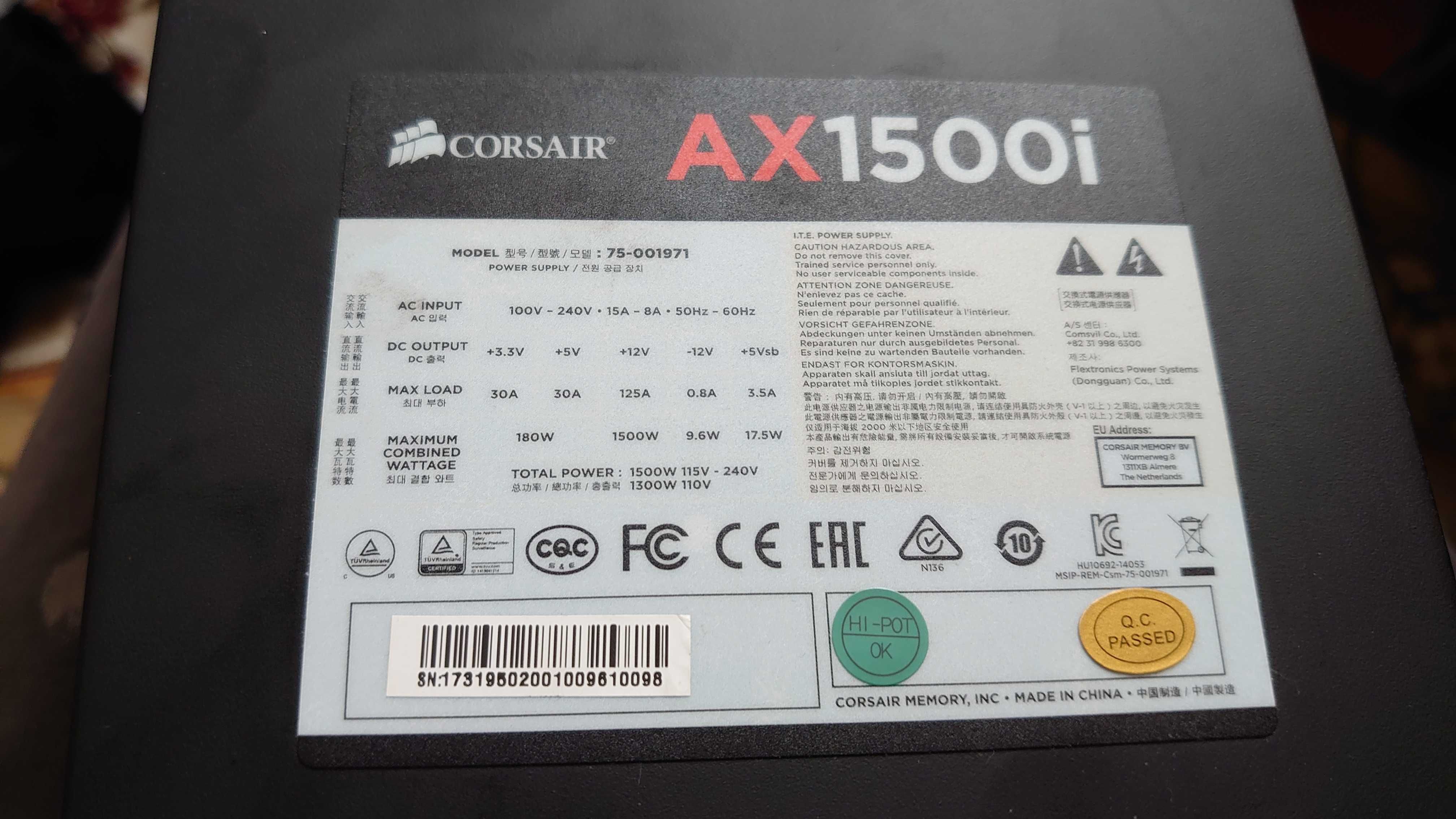 CORSAIR AX1500i, 1500 Watt, 80+ Titanium