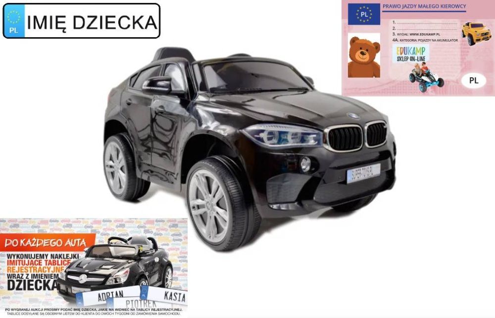 Auto na akumulator BMW X6M lakierowane 2x45W Kola EVA!